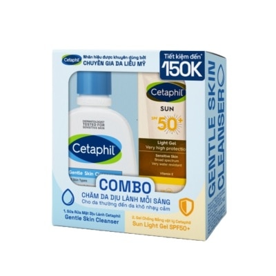 CETAPHIL Combo Cetaphil (Sữa Rửa Mặt Gentle Skin Cleanser125ml + Gel Chống Nắng Sun SPF50+ Light Gel 50ml)