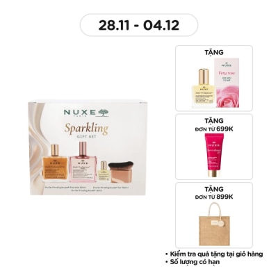 NUXE Combo Nuxe (Dầu Dưỡng Có Nhũ 50ml + Dầu Dưỡng Florale 50ml + Dầu Dưỡng 10ml + Cọ Body)