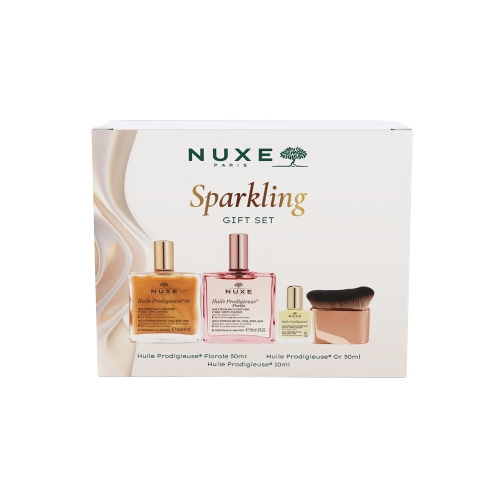 Combo Nuxe (Dầu Dưỡng Có Nhũ 50ml + Dầu Dưỡng Florale 50ml + Dầu Dưỡng 10ml + Cọ Body)