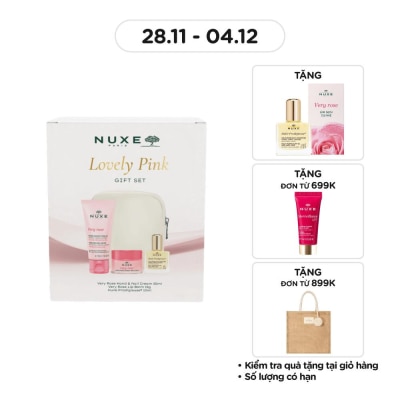 NUXE Combo Nuxe (Dầu Dưỡng 10ml + Son Dưỡng Rose 15g + Kem Tay & Móng Rose 50ml + Ví)