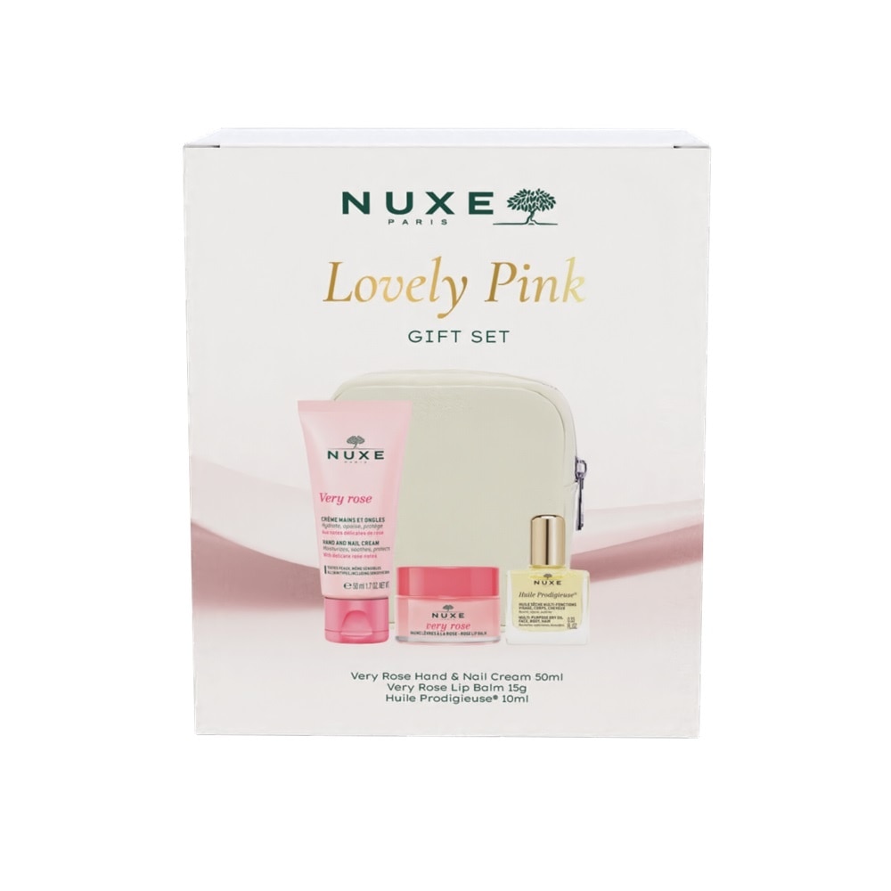 Combo Nuxe (Dầu Dưỡng 10ml + Son Dưỡng Rose 15g + Kem Tay & Móng Rose 50ml + Ví)