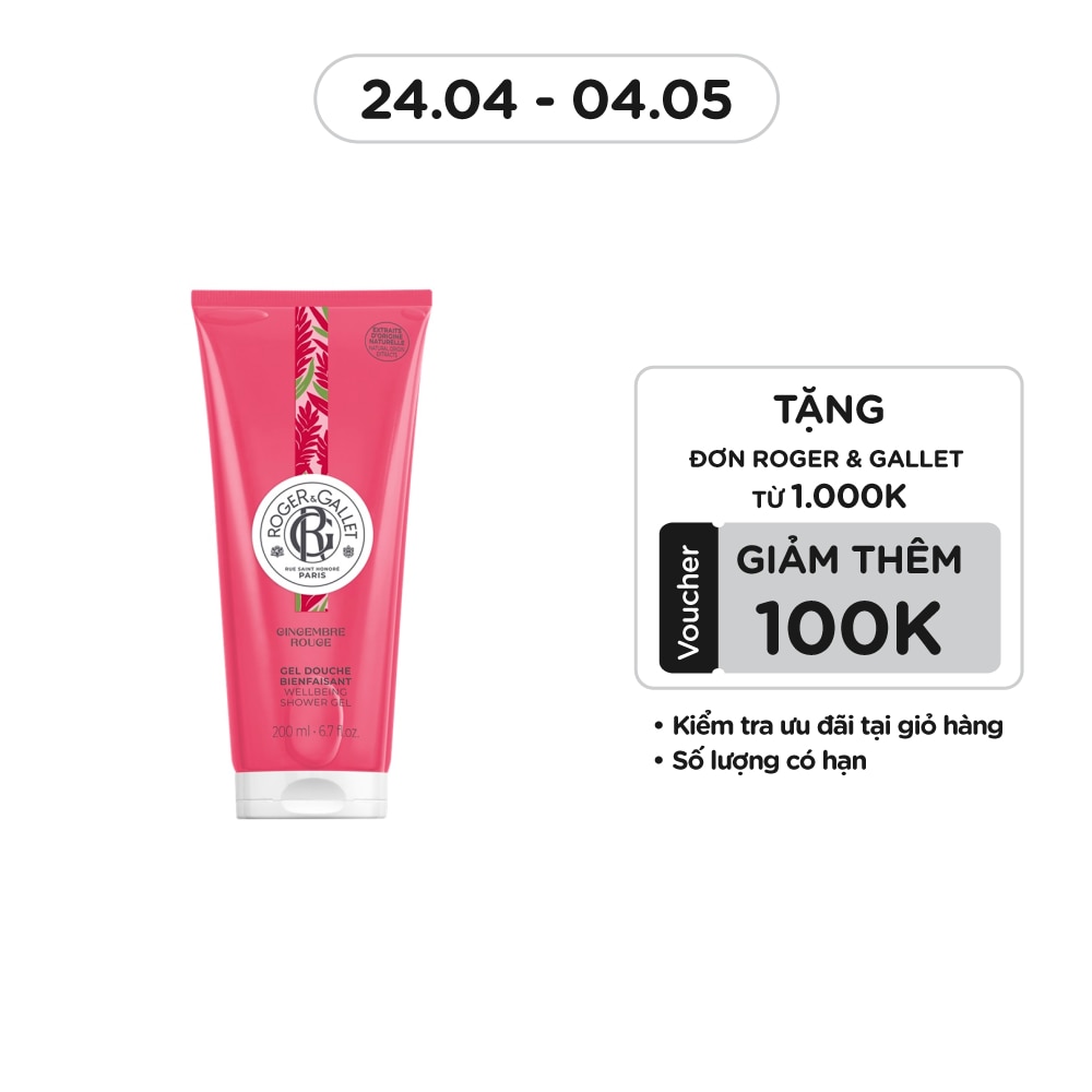 Gel Tắm Roger & Gallet Gingembre Rouge Wellbeing Shower Gel 200ml