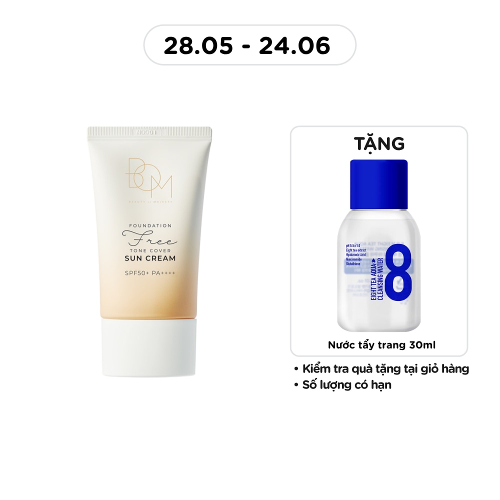 Kem Chống Nắng Che Khuyết Điểm BOM Foundation-Free Toner Cover Suncream SPF50+ PA++++ 50g