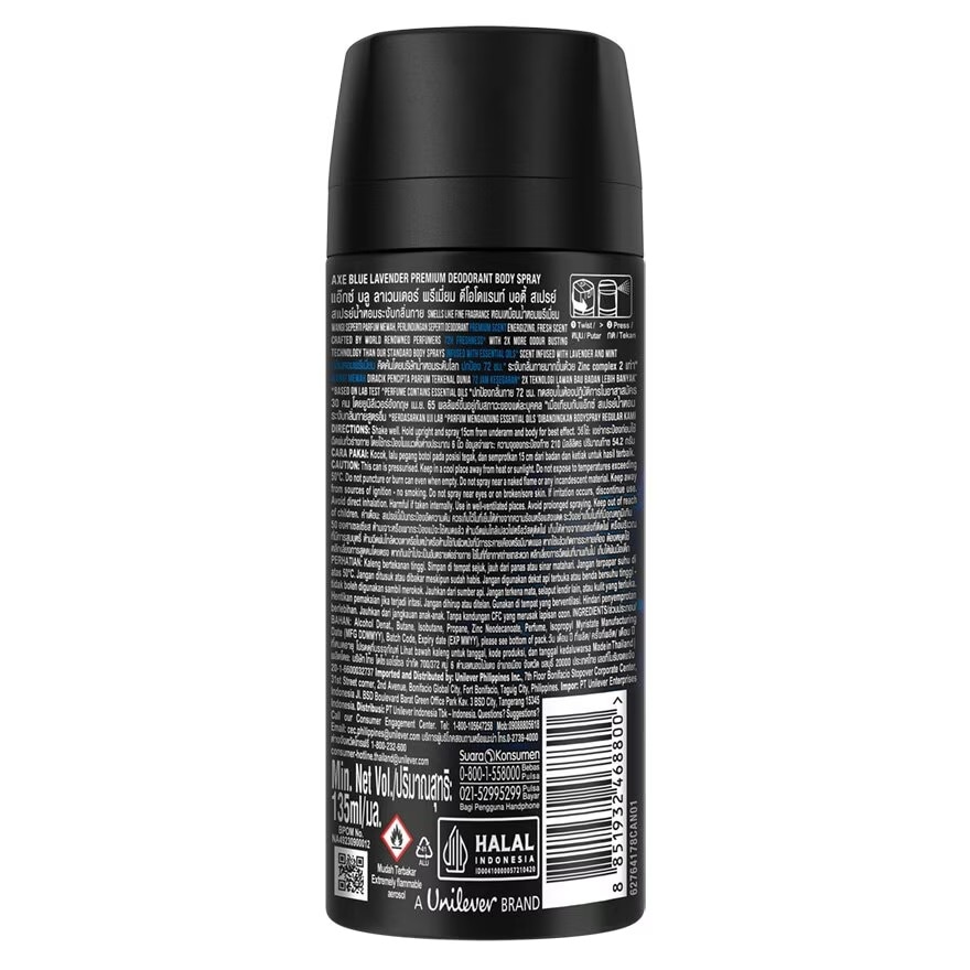 Xịt Ngăn Mùi Toàn Thân Axe Blue Lavender Premium Deodorant Body Spray 135ml