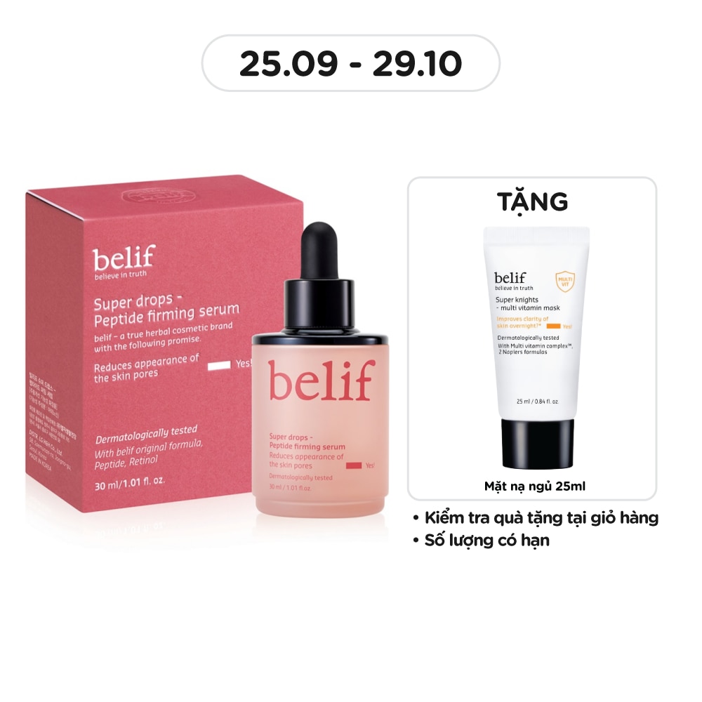 Tinh Chất Belif Tái Tạo Và Cải Thiện Nếp Nhăn Super Drops - Peptide Firming Serum 30ml