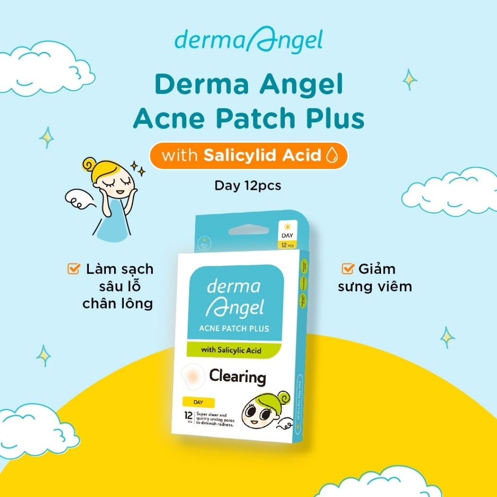 Miếng Dán Mụn Dermaangel Acne Patch Plus 12Pcs