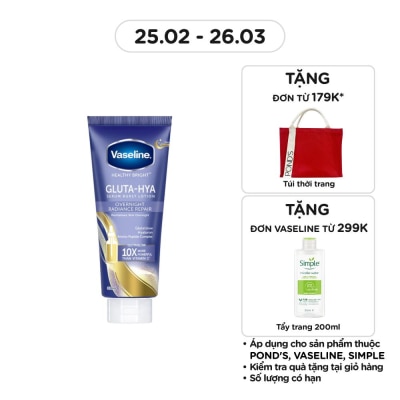 VASELINE Serum Dưỡng Thể Vaseline Healthy Bright Gluta-Hya Serum Burst Lotion Overnight Radiance Repair 330ml