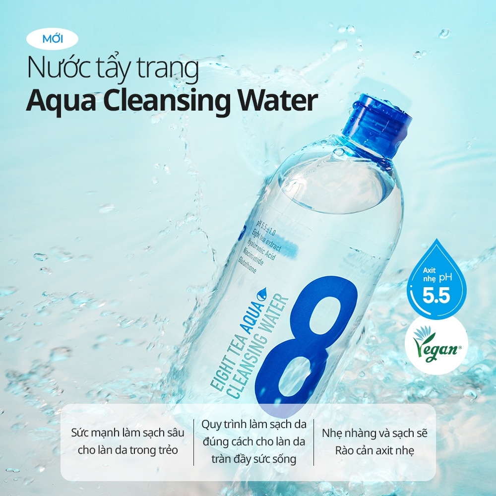 Nước Tẩy Trang Dưỡng Ẩm BOM Eight Tea Aqua Cleansing Water 500ml