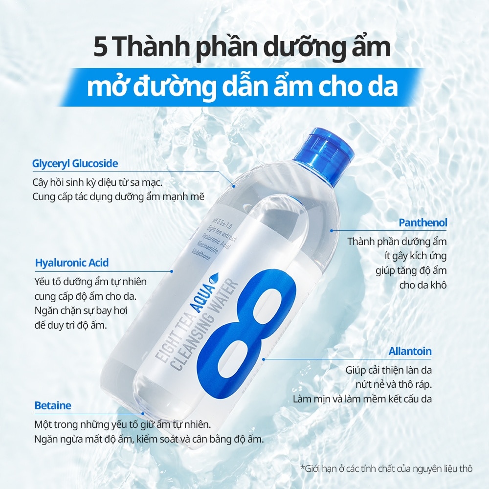 Nước Tẩy Trang Dưỡng Ẩm BOM Eight Tea Aqua Cleansing Water 500ml