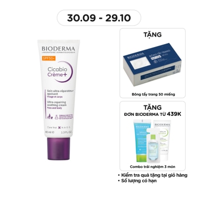 BIODERMA Kem Dưỡng Chống Nắng Bioderma Cicabio Crème+ SPF50+ 40ml