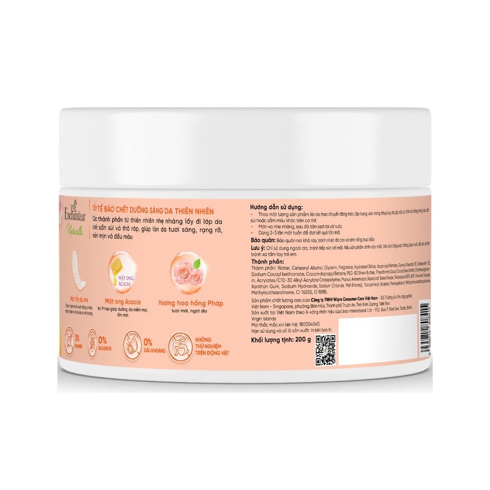 Tẩy Tế Bào Chết Enchanteur Naturelle Dưỡng Sáng Da Hương Hoa Hồng Pháp 250g