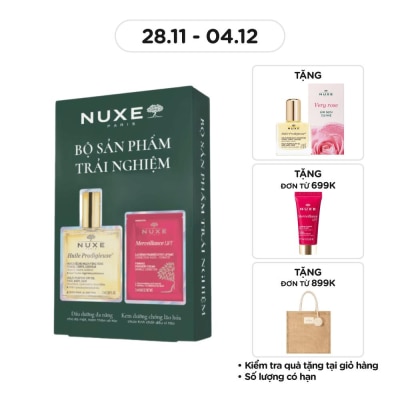 NUXE Combo Nuxe Trải Nghiệm (Dầu Dưỡng Đa Năng 2ml x 3pcs + Kem Dưỡng 2ml x 3pcs)