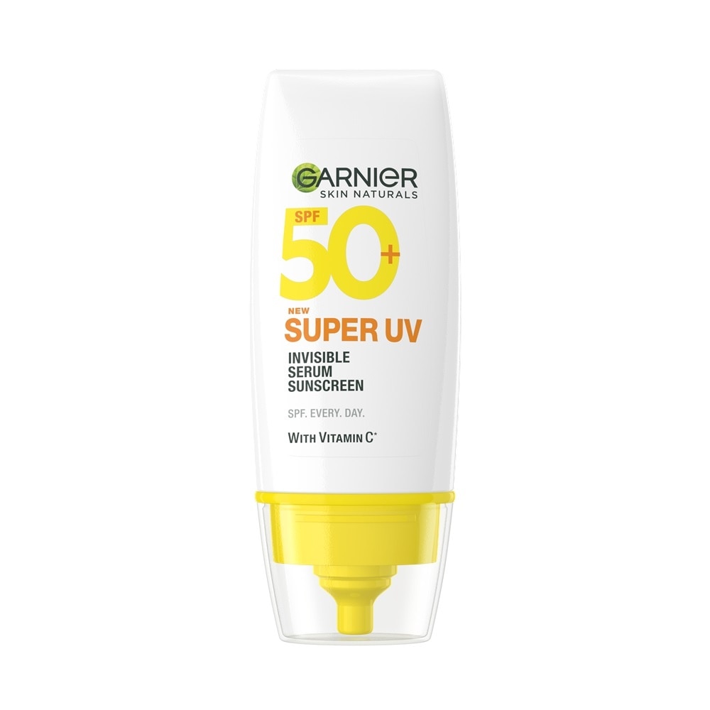 Combo Garnier (Chống Nắng Super UV Invisible Serum 30ml + Sữa Rửa Mặt Vitamin C Super Whip 50ml)