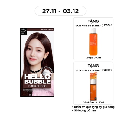 MISE EN SCÈNE Bọt Kem Nhuộm Tóc mise en scène Hello Bubble 100g .#3NT Dark Choco Màu Nâu Đen