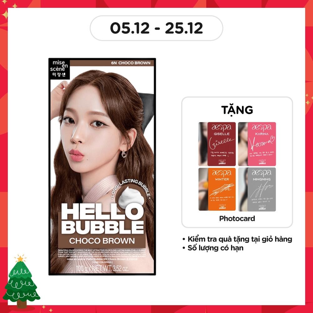 Bọt Kem Nhuộm Tóc mise en scène Hello Bubble 100g .#6N Choco Brown Màu Nâu Choco