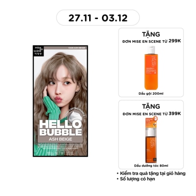 MISE EN SCÈNE Bọt Kem Nhuộm Tóc mise en scène Hello Bubble 100g .#10AB Ash Beige Màu Nâu Be Khói