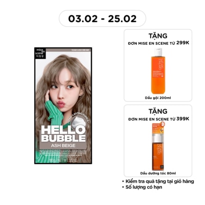 MISE EN SCÈNE Bọt Kem Nhuộm Tóc mise en scène Hello Bubble 100g .#10AB Ash Beige Màu Nâu Be Khói