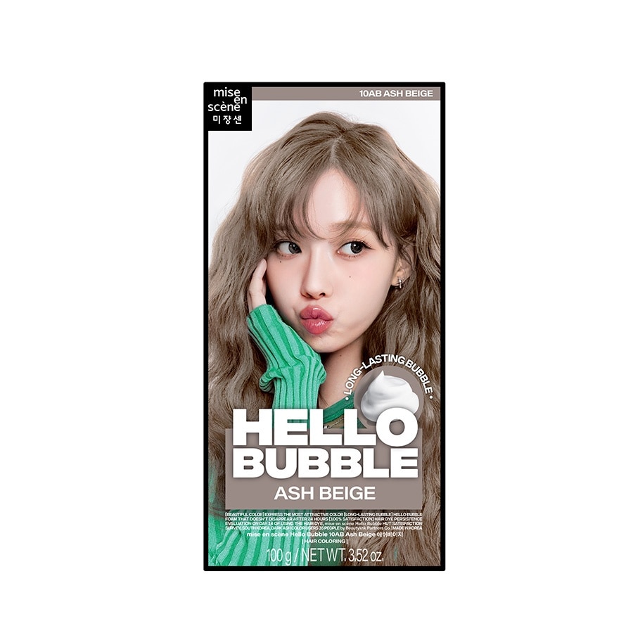 Bọt Kem Nhuộm Tóc mise en scène Hello Bubble 100g .#10AB Ash Beige Màu Nâu Be Khói