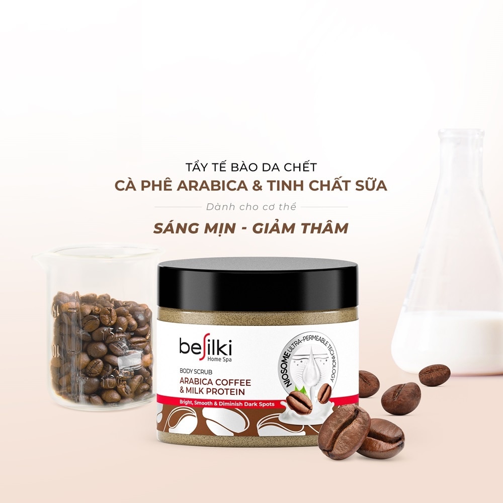 Tẩy Tế Bào Chết Besilki Body Scrub Cà Phê & Tinh Chất Sữa Arabica Coffee & Milk Protein 280ml