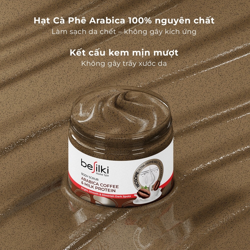 Tẩy Tế Bào Chết Besilki Body Scrub Cà Phê & Tinh Chất Sữa Arabica Coffee & Milk Protein 280ml