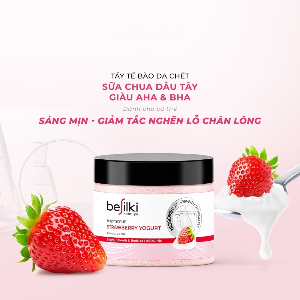 Tẩy Tế Bào Chết Besilki Body Scrub Sữa Chua Dâu Tây Strawberry Yogurt 280ml