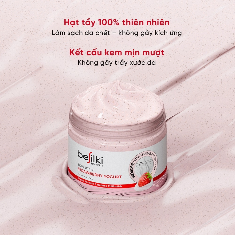 Tẩy Tế Bào Chết Besilki Body Scrub Sữa Chua Dâu Tây Strawberry Yogurt 280ml