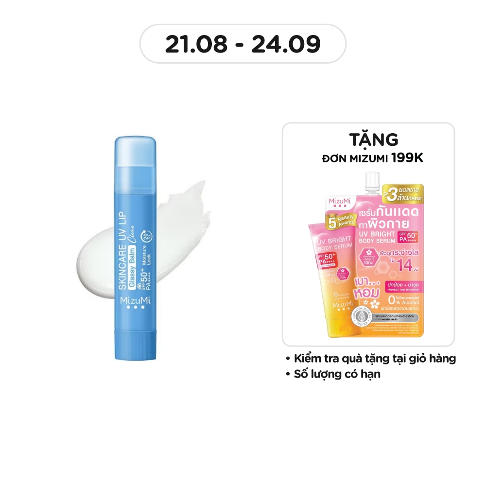 Son Dưỡng Môi Chống Nắng MizuMi Skincare UV Lip Glassy Balm Clear SPF50+ PA++++ 3.5g