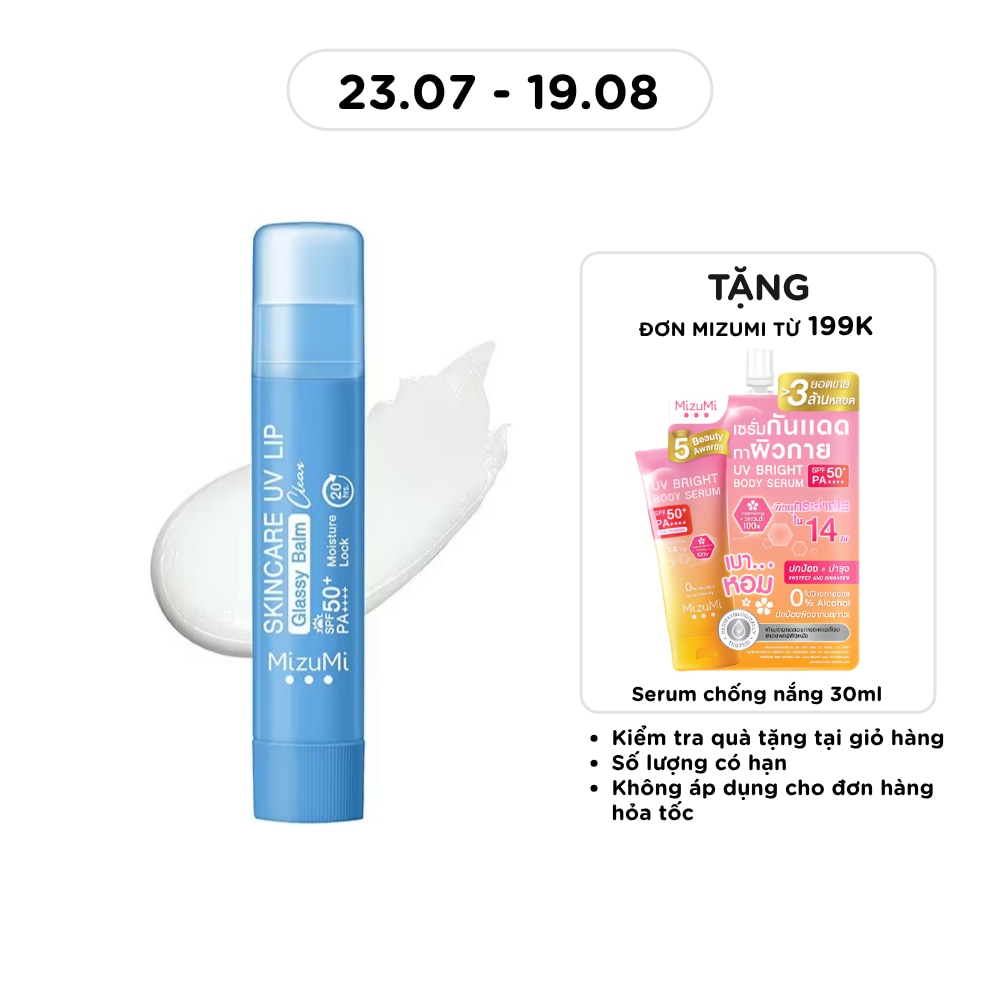 Son Dưỡng Môi Chống Nắng MizuMi Skincare UV Lip Glassy Balm Clear SPF50+ PA++++ 3.5g