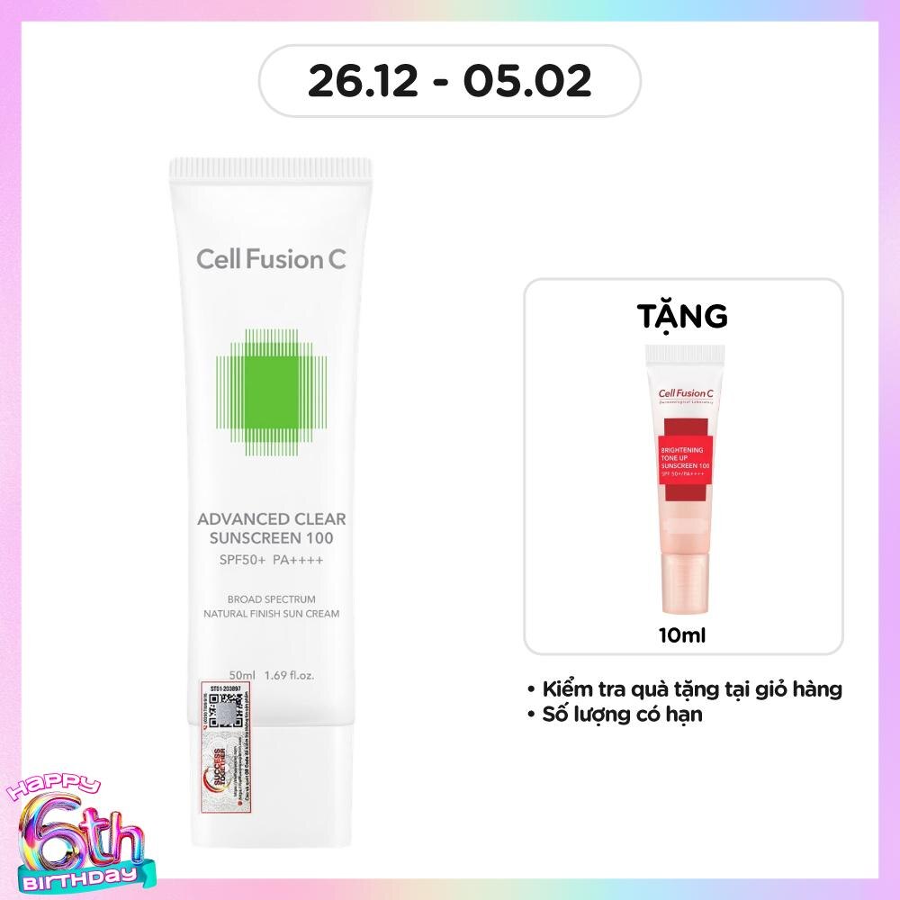 Kem Chống Nắng Cho Da Dầu Mụn Cell Fusion C Advanced Clear Sunscreen 100 SPF50+ PA++++ 50ml