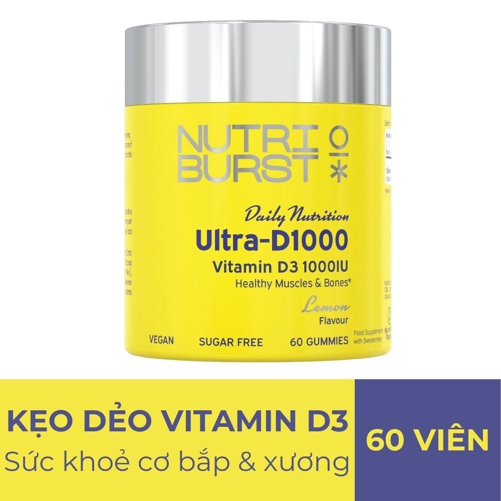 Thực Phẩm Bổ Sung Kẹo Dẻo Nutriburst Ultra-D1000 Lemon Flavour 60 Viên