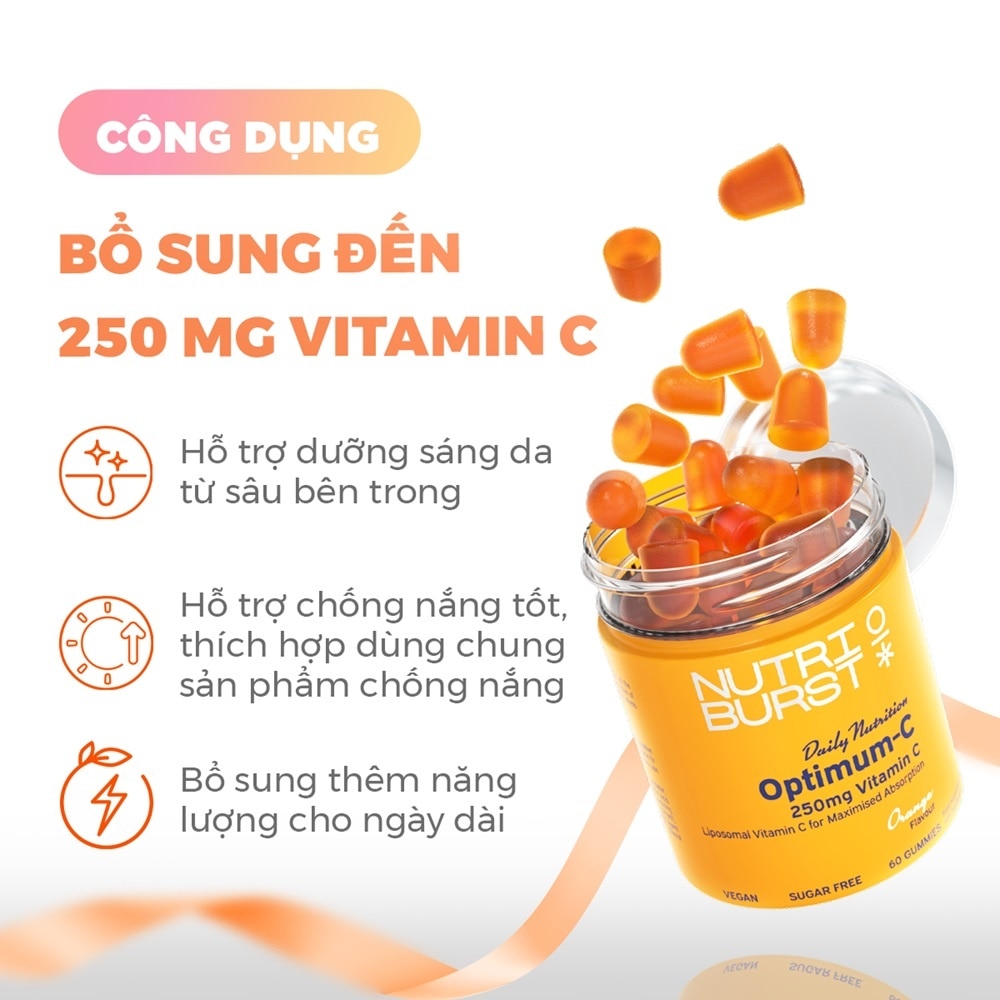 Thực Phẩm Bổ Sung Kẹo Dẻo Nutriburst Optimum-C Orange Flavour 60 Viên