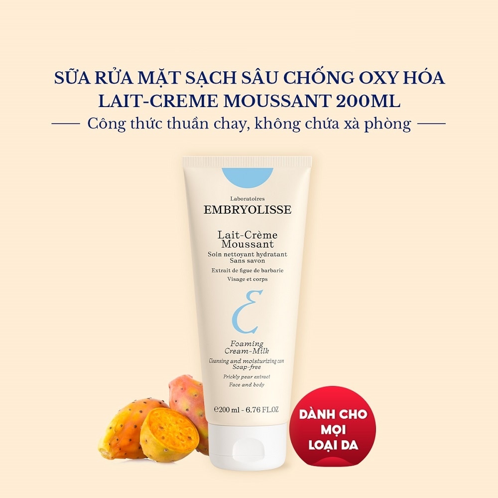 Sữa Rửa Mặt Embryolisse Sạch Sâu Cấp Ẩm Lait-Crème Moussant 200ml image