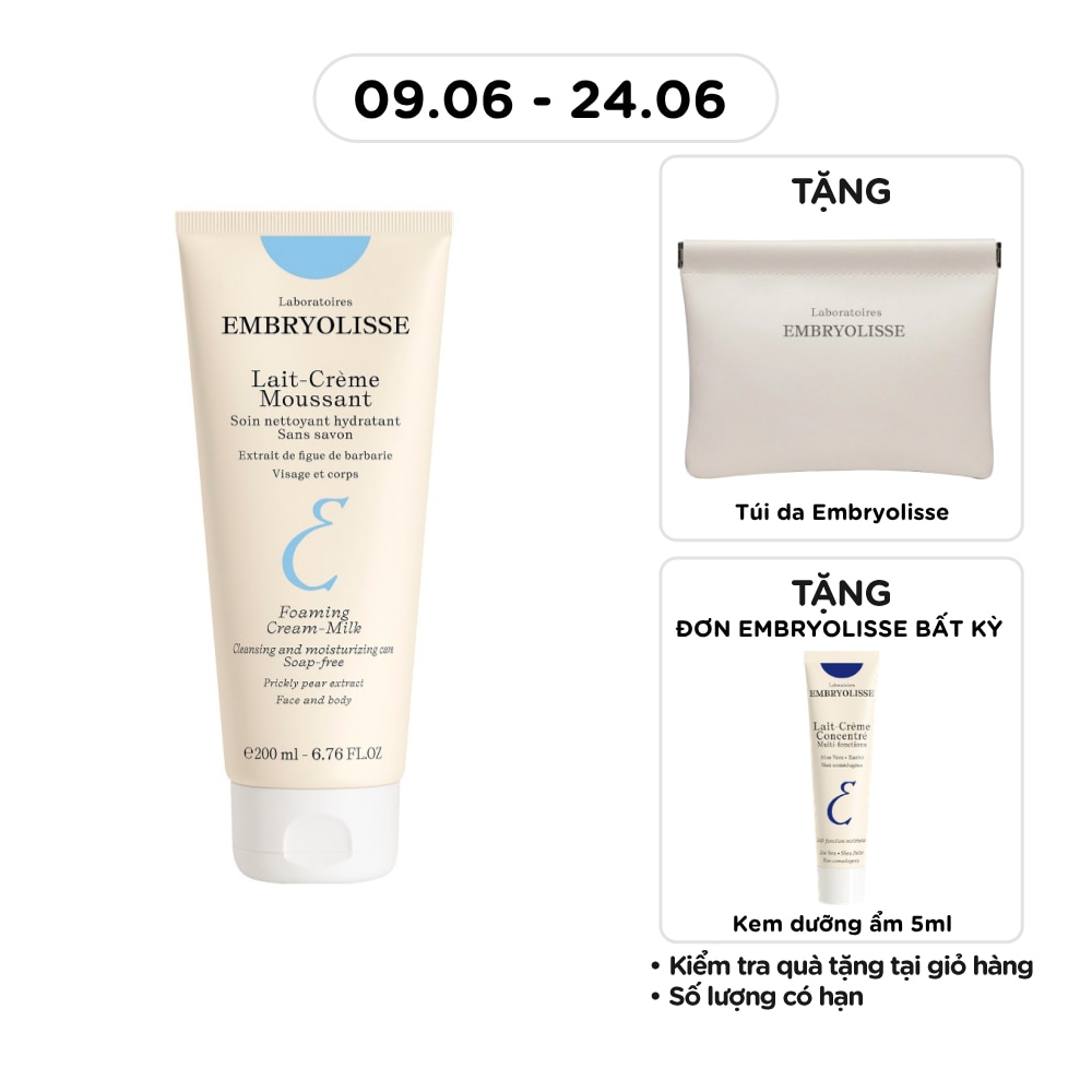Sữa Rửa Mặt Embryolisse Sạch Sâu Cấp Ẩm Lait-Crème Moussant 200ml