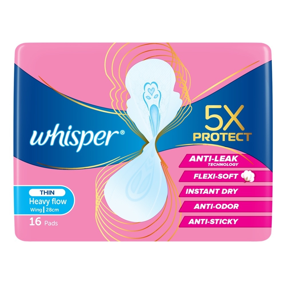 Băng Vệ Sinh Whisper Siêu Mỏng 5X Protect 28cm 16Miếng