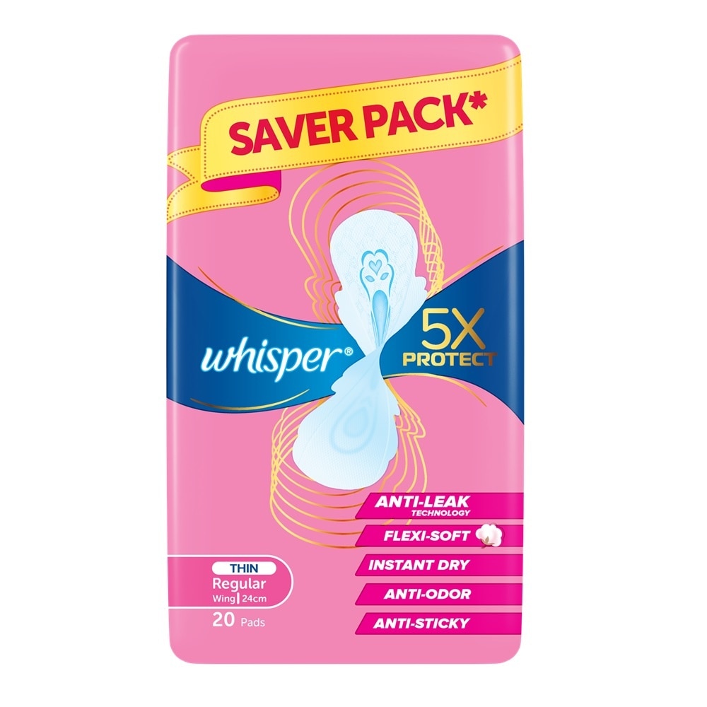 Băng Vệ Sinh Whisper Siêu Mỏng 5X Protect 24cm 20Miếng