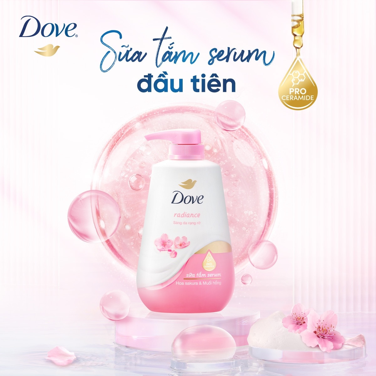 Sữa Tắm Serum Dove Hoa Sakura & Muối Hồng Radiance 500g