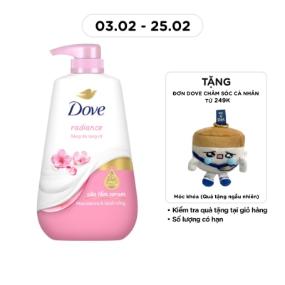 DOVE Sữa Tắm Serum Dove Hoa Sakura & Muối Hồng Radiance 500g