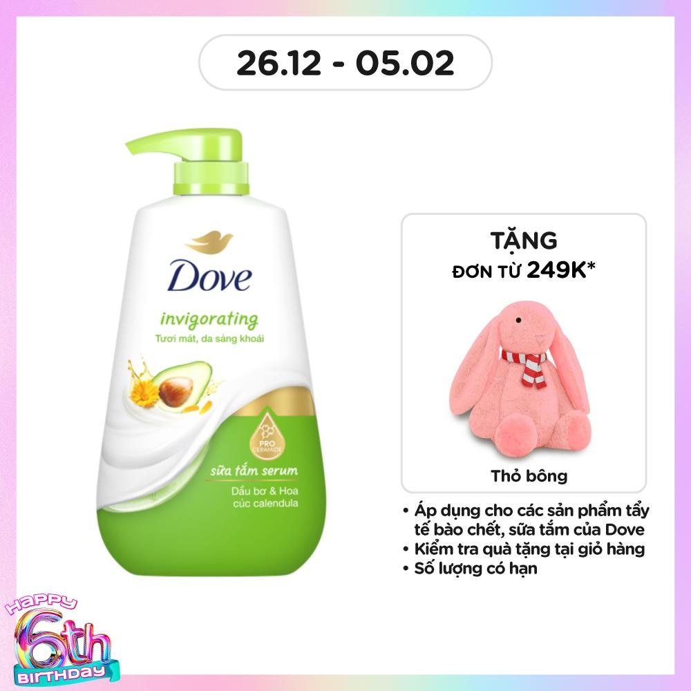 Sữa Tắm Serum Dove Dầu Bơ & Hoa Cúc Invigorating 500g