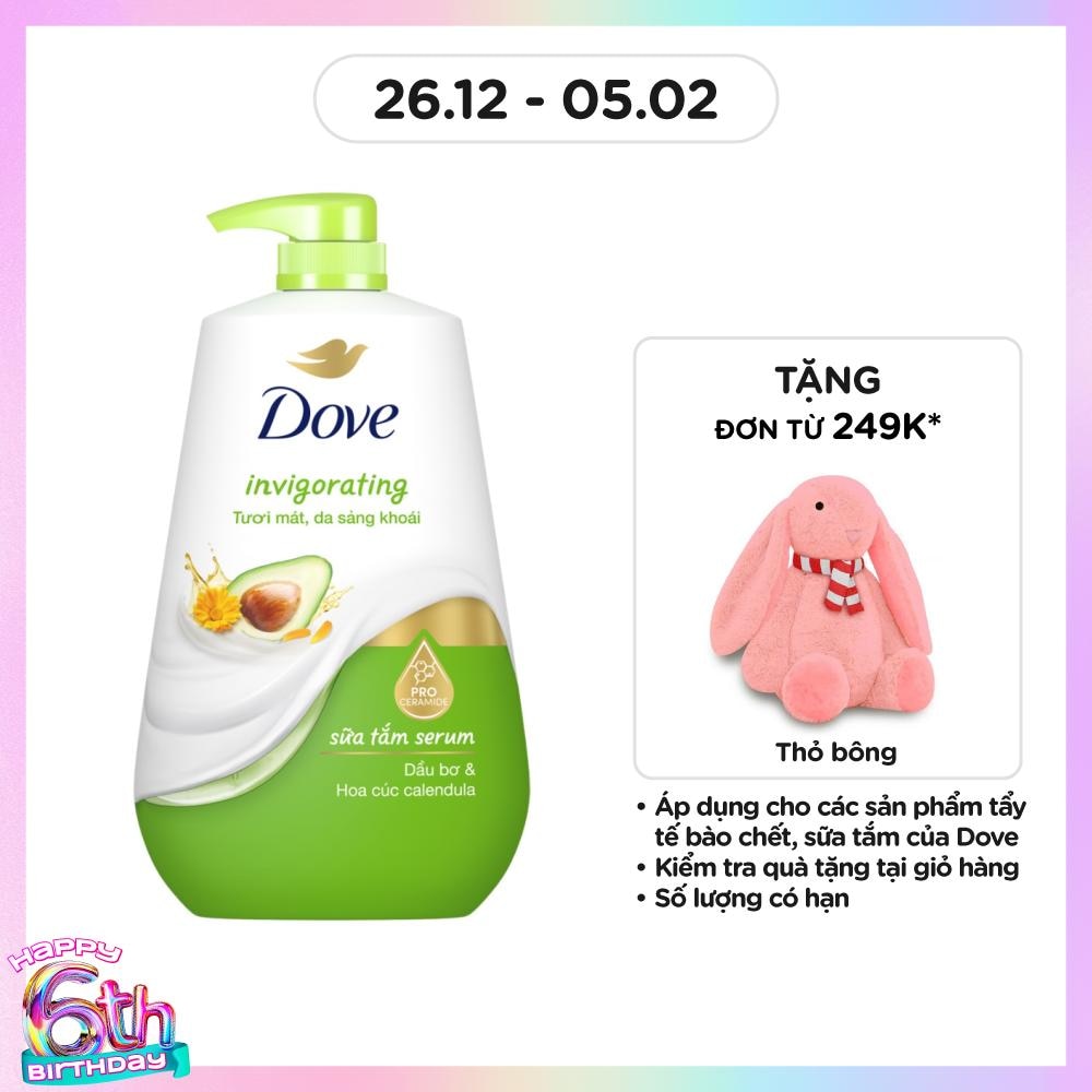 Sữa Tắm Serum Dove Dầu Bơ & Hoa Cúc Invigorating 900g