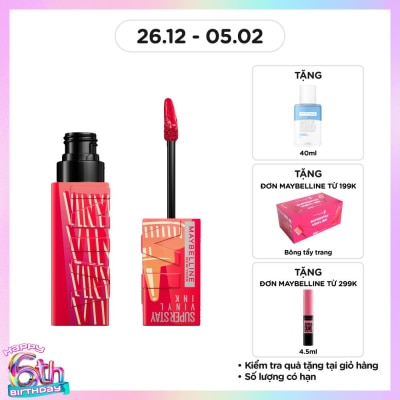 MAYBELLINE NEW YORK Son Bóng Maybelline Superstay Vinyl Ink 4.2ml .#205 Sriracha