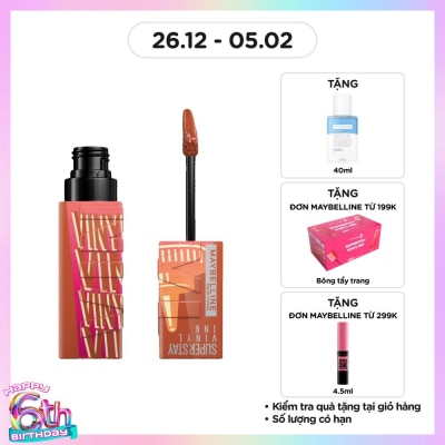 MAYBELLINE NEW YORK Son Bóng Maybelline Superstay Vinyl Ink 4.2ml .#185 Caramel