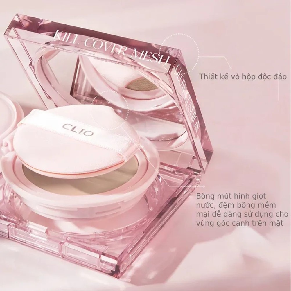 Phấn Nước Clio Kill Cover Mesh Glow Cushion SPF 50+ PA++++ Kèm Lõi Thay Thế 15gx2 .#3 Bylinen