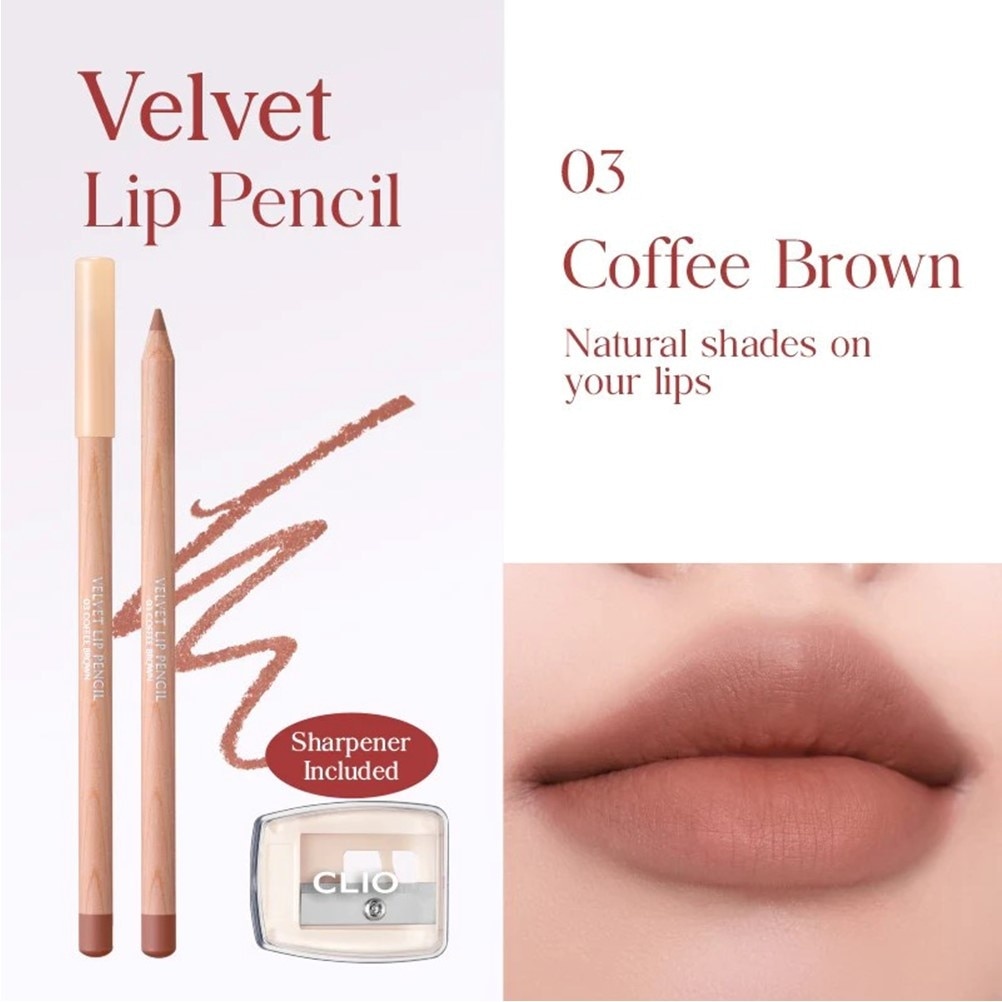 Chì Kẻ Viền Môi Clio Velvet Lip Pencil 1.45g .#03 Coffee Brown