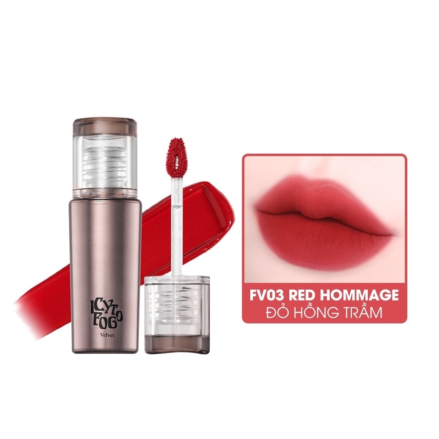 Son Kem Black Rouge Icy To Fog Velvet 3.5g .#FV03 Red Hommage Đỏ Hồng Trầm