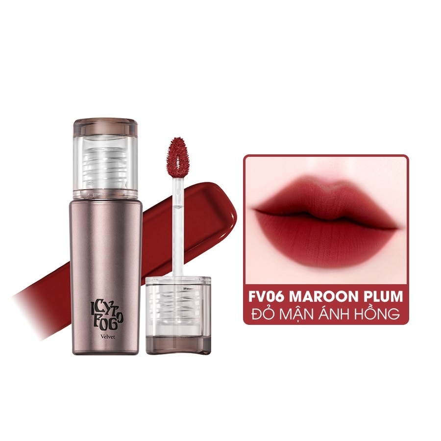 Son Kem Black Rouge Icy To Fog Velvet 3.5g .#FV06 Maroon Plum Đỏ Mận Ánh Hồng