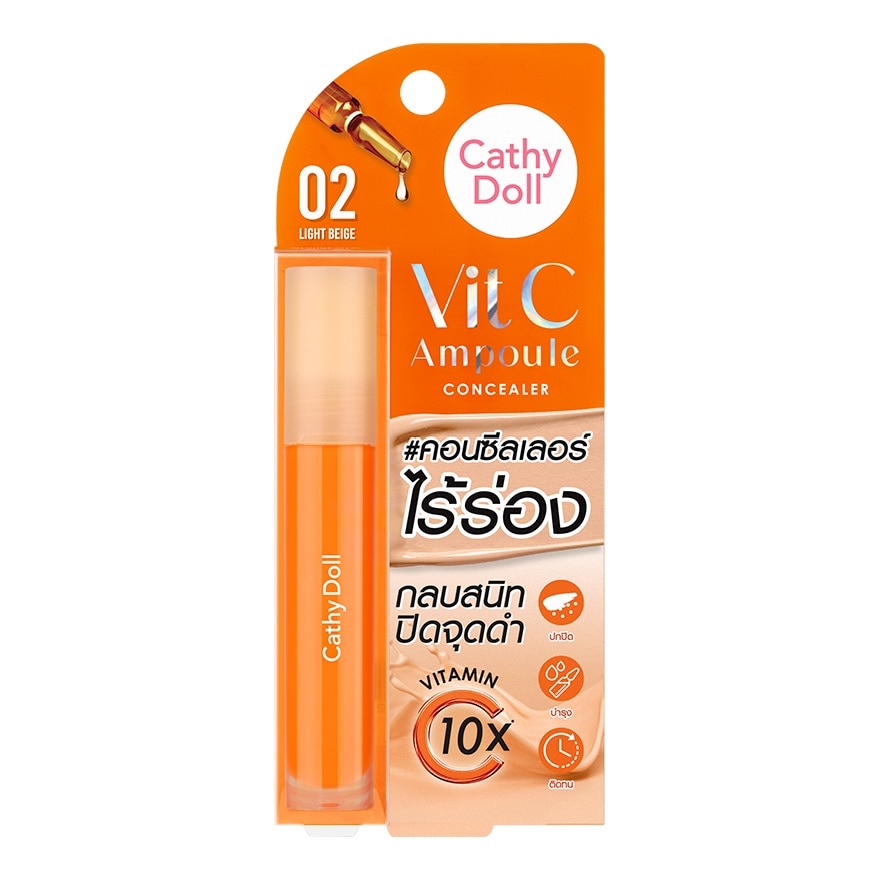 Kem Che Khuyết Điểm Cathy Doll Sáng Da Mờ Thâm Vit C Ampoule Concealer 4.1g .#02 Light Beige