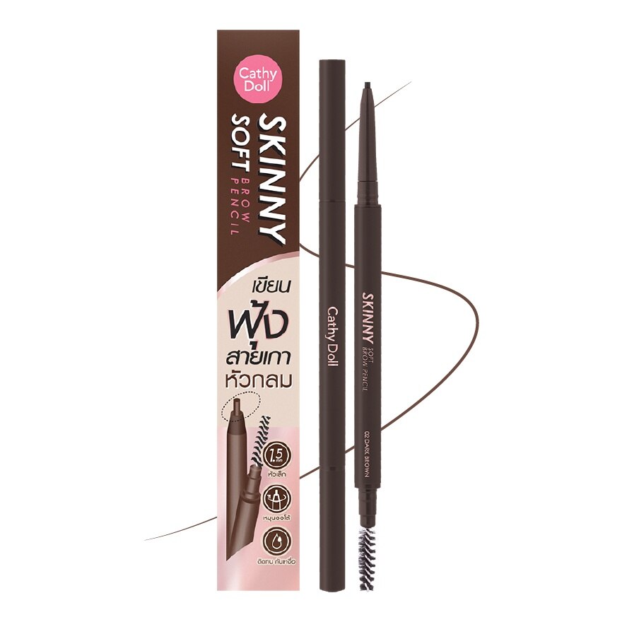 Chì Kẻ Mày Cathy Doll Skinny Soft Brow Pencil 0.06g .#02 Dark Brown