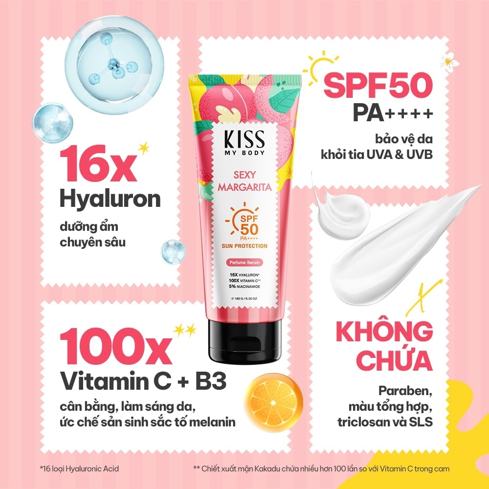 Kiss My Body Sun Protection Perfume Serum SPF50 PA++++ Sexy Margarita 180g