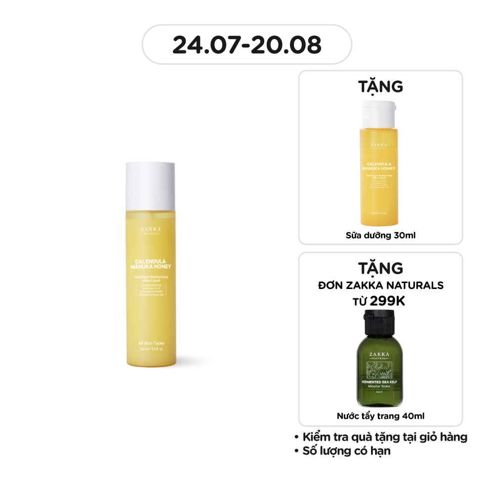 Zakka Naturals Calendula Manuka Honey Calming & Moisturizing Milky Liquid 150ml