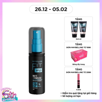 MAYBELLINE NEW YORK Xịt Khóa Nền Maybelline Fit Me Matte+Poreless Instant Matte Setting Spray 60ml